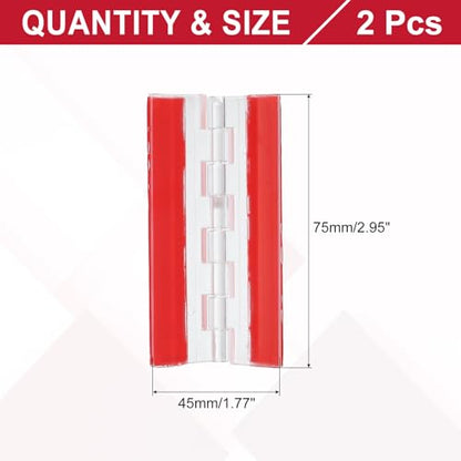 MECCANIXITY Small Acrylic Hinges Plastic Self-Adhesive Clear Hinge 75 x 45mm Continuous Piano Folding Hinges for Aquarium Lid Crafts Display Stand Pack of 2 Transparent - size: 75 x 45mm