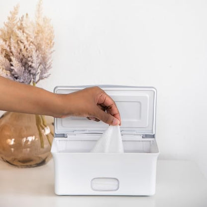 Ubbi Baby Wipes Dispenser | Baby Wipes Case | Baby Wipes Holder with Weighted Plate, Keeps Wipes Fresh and Non-Slip Rubber Feet, White - color: White Wipes Dispenser, size: 1 Count (Pack of 1)