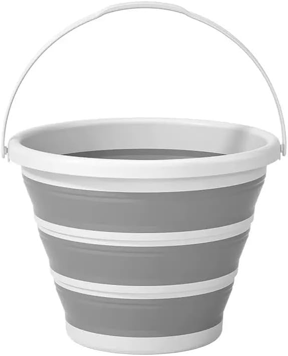 Collapsible Bucket, 2.6 Gallon (10L) Portable Water Pail, Foldable Design with Handle, for Garden, Car Wash, Camping - color: B001-gray