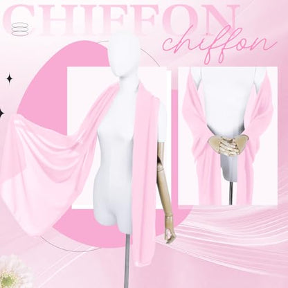 Chiffon Scarf,Soft Breathable Chiffon Shawls and Wraps,Silky Women's Hijab for Evening Dresses Wedding Bridal Scarves - color: Pink, size: 67 x 28 inches