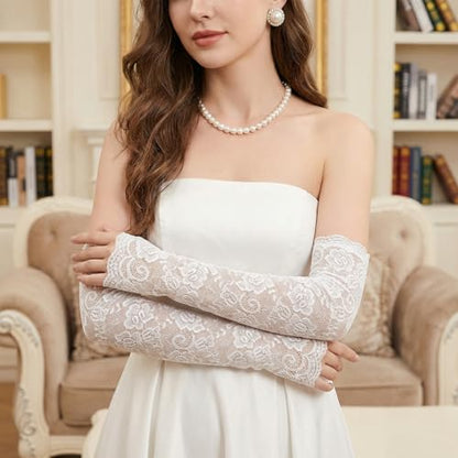 4 Pairs Lace Arm Sleeves Fingerless Lace Sleeves Floral Hollow Arms Cover Elbow Length Arm Sleeve for Women
