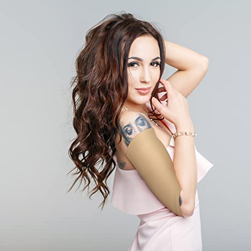 Vicenpal 2 Pairs Tattoo Cover up Sleeve Forearm Arm Sleeves for Women Men Compression Tattoo Upper Arm Cover(Nude) - color: Nude