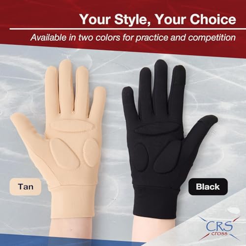 CRS Cross Padded Ice Skating Gloves. Warm Padded Protection for Figure Skating Testing, Practice, Dance Competitions, Roller Skaters and Cheerleading. - color: Tan, size: Youth Small-Toddler