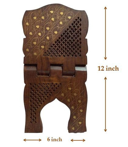 Wooden Handmade Quran Geeta Bible Holder Support Stand Reading Book Holder Display Folding Religious Prayer Stand Wooden Holy Book Stand Small Size 12 inch - size: 12*6*1 INCHE