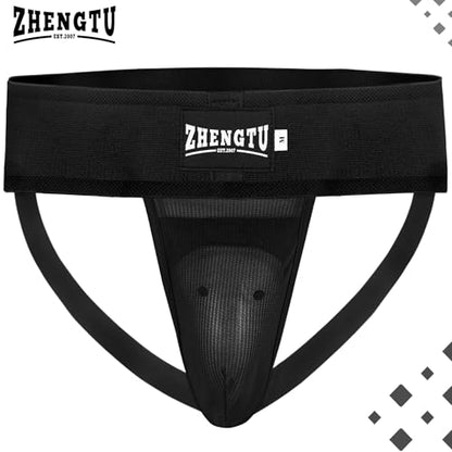 Groin Protector Cup Kickboxing Boxing Muaythai MMA Groin Guard, Jockstrap Karate Training, BJJ Protection, Soccer, Basketball Removable TPE Cup with Silicone Cushioning - color: Black, size: X-Large
