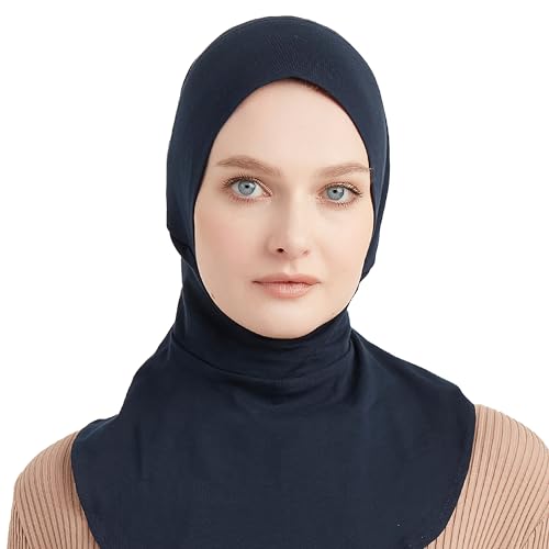 Modefa Women's Premium Cotton Ninja Bonnet - Complete Coverage - One Size Fits Most - For Muslim Women Ninja Undercap Hijab - color: Navy Blue
