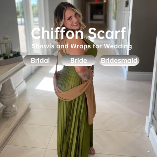 Harewom Chiffon Hijab for Women Sheer Shawl and Wraps for Wedding Bridal Scarves Summer Lightweight Sun-proof Scarf - color: Khaki Chiffon Hijab Shawls Scarves