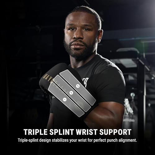 Hayabusa Mayweather Champ Boxing Gloves for Men and Women - color: Black/Gold, size: 10oz