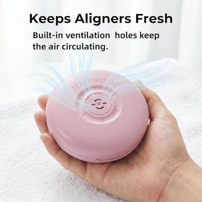 2 Pack Retainer Case with Vent Hole, Compatible with Invisalign | Portable Slim Travel Aligner Case,Secure Magnetic Closure-Food Grade Silicone Pad(2 Pack Pink) - color: 2 Pack Pink