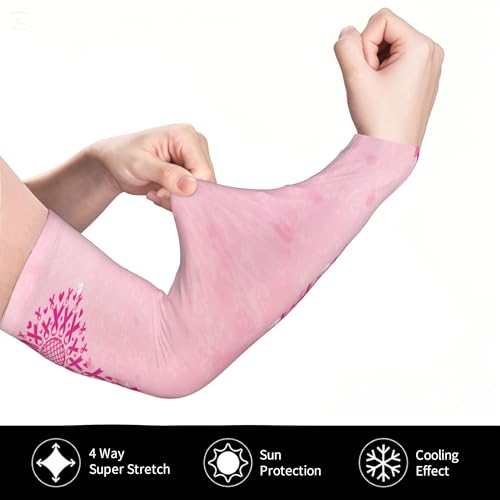Arm Sleeves Outdoor Garden Sports Cooling Sun Sleeve for Women Men Farm - color: Breast Cancer