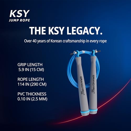 Jump Rope for Men and Women (Grand Prix Ultra Speed Series) – Adjustable Wire Rope for CrossFit, Boxing, and Fitness Training – Smooth, Fast, Tangle-Free Rotation (Made in Korea) - color: Gray/Sky