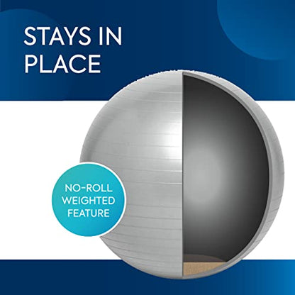 Bouncyband Balance Ball – Create Flexible Seating to Improve Focus at School, Office, or Home with This No-Roll Weighted Ball - color: Silver, size: Medium (Pack of 1)