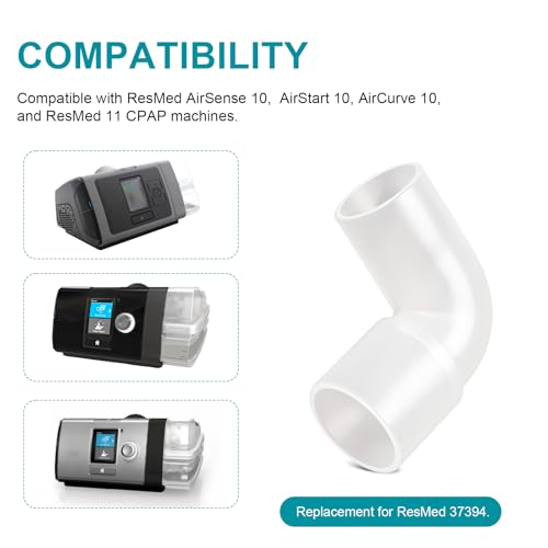CPAP Elbow Connector, Tubing Elbow Compatible with ResMed AirSense 10, AirCurve 10, and AirStart 10, Resmed 11, 90 Degree Elbow CPAP Hose Adapter Replacement for ResMed 37394, 2 Pack