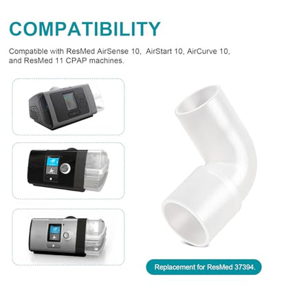 CPAP Elbow Connector, Tubing Elbow Compatible with ResMed AirSense 10, AirCurve 10, and AirStart 10, Resmed 11, 90 Degree Elbow CPAP Hose Adapter Replacement for ResMed 37394, 2 Pack