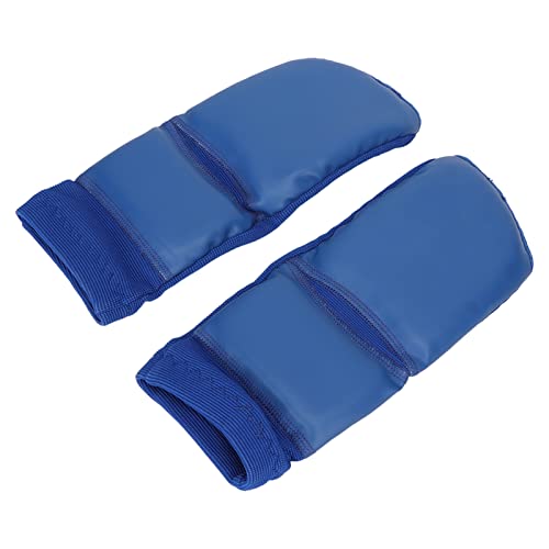 2pcs Boxing Foot Protector, Unisex PU Leather Taekwondo Training Boxing Foot Protector Gear, Soft Boxing Sparring Foot Guard for Women Men Blue (XL)
