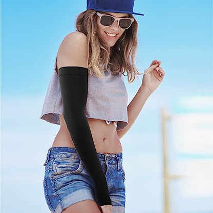 GOUNOD Gardening Sleeves to Cover Arms for Women with Thumb Holes-Sun Protection SPF Cooling Driving UV Blocking - color: 1 Pair Black