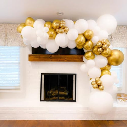 Voircoloria 90pcs Metallic Gold Balloons Garland Arch Kit, 18 12 10 5 Inch - color: 05 Metallic Gold, size: 5/10/12/18 inch - 90pcs
