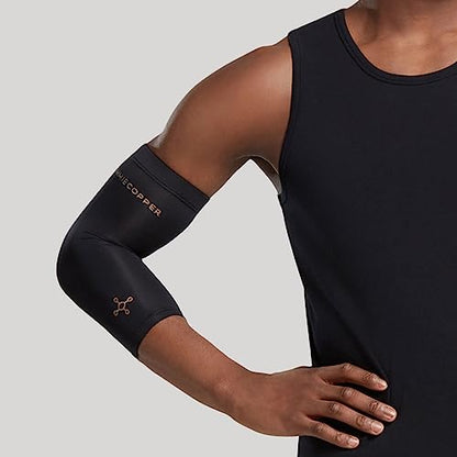 Tommie Copper Elbow Compression Sleeve For Tennis, Golfer's Elbow, Adjustable, Breathable Copper Elbow Brace, Black, Large