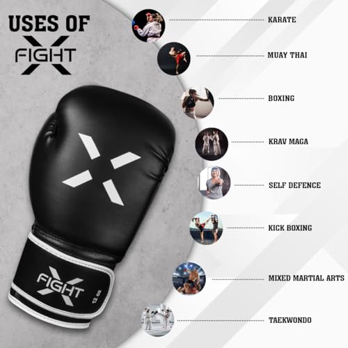 Professional Boxing Gloves Men Women – Pro Training Sparring Gloves, Heavy Bag, MMA Kickboxing Muay Thai Gloves – Hook & Loop with Wrist Support - color: Black/White, size: 8oz