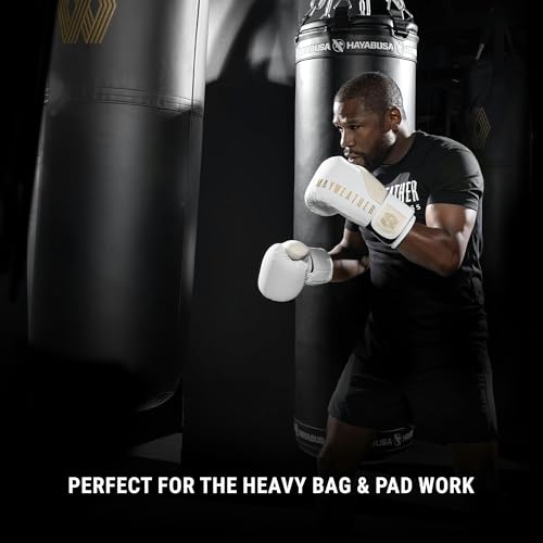 Hayabusa Mayweather Champ Boxing Gloves for Men and Women - color: White/Gold, size: 16oz
