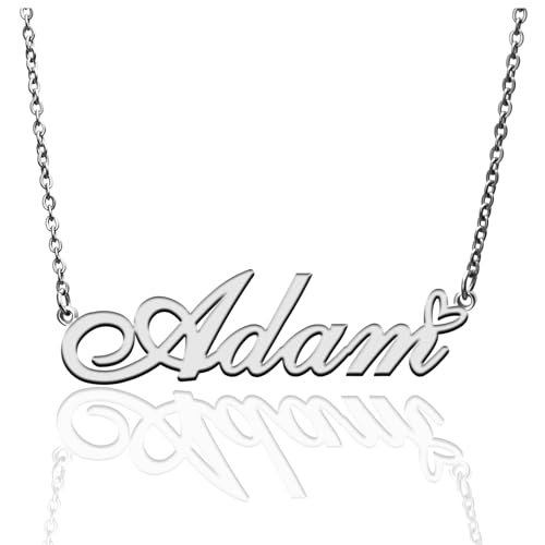 Custom Name Necklace Customized Personalized Plated Necklace for Mother Daughter Friendship Women Valentine's Day Christmas Birthday New Year Party - style: Adam Silver