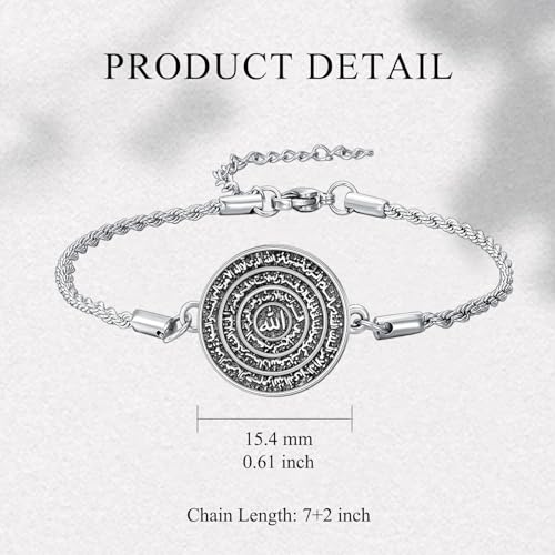 PELOVNY Allah Bracelet 925 Sterling Silver Islam Allah Bracelet Islamic Muslim Religious Jewelry Gifts for Men Women - color: Allah Bracelet-03