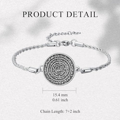 PELOVNY Allah Bracelet 925 Sterling Silver Islam Allah Bracelet Islamic Muslim Religious Jewelry Gifts for Men Women - color: Allah Bracelet-03