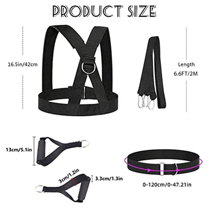 Sled Harness Set, Pulling Strap for Speed Power Agility Training | 5PCS Weight Tire Pulling Harness, Full Body Workout Football Running Exercise Equipment for Outdoor Indoor Men and Women