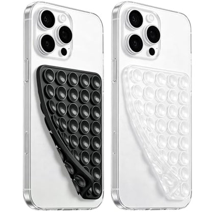 JingJinYY Anteel 2 Pack Double Sided Silicone Suction Cup Phone Case Mount, Hands-Free Strong Grip Silicon Phone Holder for Selfies and Videos, Non Slip Phone Accessories (Black&Translucent) - color: Black&Translucent