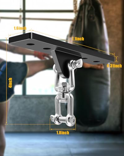 Ceiling Mounted Swing Hooks Rotate 360 Degrees, Heavy Bag Hanger for Punching Bags, Stainless Steel Swing Hangers for Gym Aerial Yoga Swing Chairs and Hammocks - style: Heavy Bag Hanger