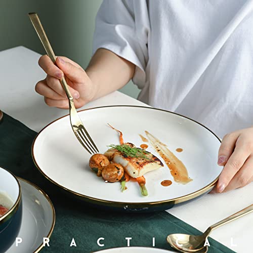 Amazon.com | Pokini Porcelain Dinnerware Sets, 12 Piece Luxury China Plates and Bowls Sets, Green Dishes Set Gold Rim for Wedding Anniversary Birthday, Modern Dinner Plates Set: Dinnerware Sets