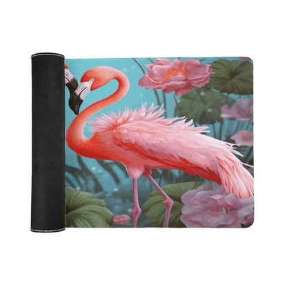 Large Size Gaming Mouse Pad Flamingo Love Flowers Desk Mat Non-Slip Base Waterproof Desktop Writing Pad for Office Home - color: Flamingo Love Flowers, size: 40x90cm