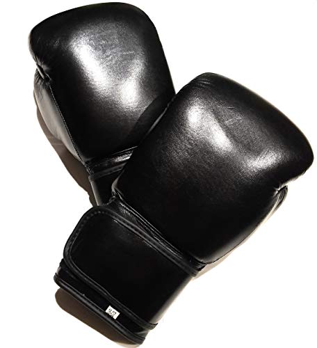 Top Grade Leather Boxing Gloves for Men and Women - Muay Thai Training Kickboxing Fighting Multi Layer Foam Sparring Gloves - Safety Strap Boxing Gloves with Black Palm 20oz, 22oz, 24oz - size: 20oz