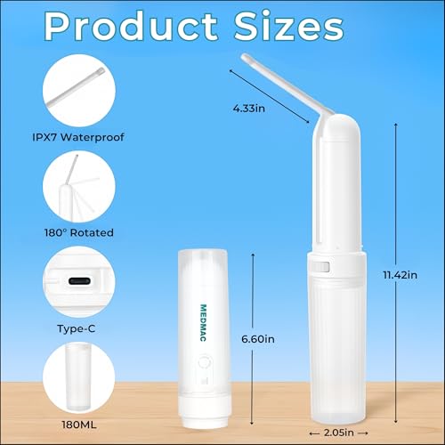 Portable Bidet for Travel, Rechargable USB-C 3 High Pressure Modes Travel Bidet Compact Waterproof Handheld Sprayer Device for Women, Men, Babies - Ideal for Personal Hygiene (White)