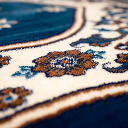 Modefa Turkish Islamic Prayer Rug - Multi Person Janamaz Sajada for Family - Large Gathering & Group Praying Carpet - Wide Velvet Praying Mat (5 Person Blue) - color: Blue