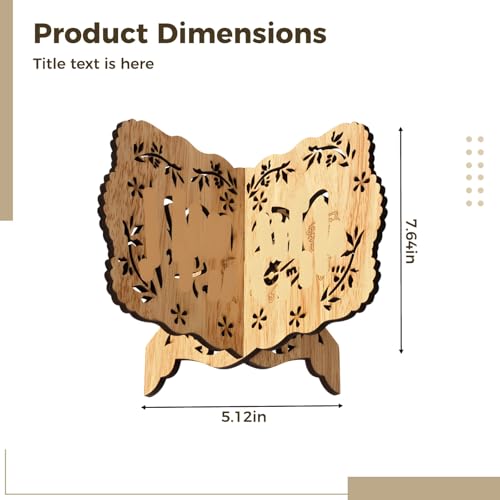 Wood Grain Quran Holder Book Stand, Poplar Wood, Hollow Carved Design, Retro Multi-Functional Desktop Reading Stand, Stable Support Book Holder for Adults, 5.1 x 7.6 in / 13 x 19.4 cm