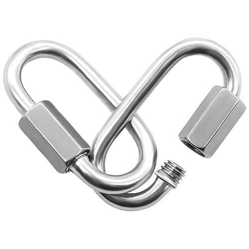Anvin 2 Pack Large Quick Links M10 3/8 Inch Heavy Duty Carabiner Stainless Steel Chain Links Connector D Shape Locking Chain Hooks Repair Utility Screw Links for Camping Outdoor Equipment Hammocks - style: Oval, 3.5 Inch, 2 Pack