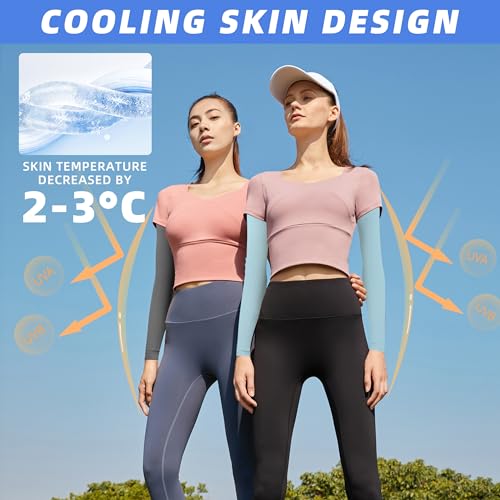 BHYTAKI UV Sun Protection Arm Sleeves, UPF 50 Sports Cooling Arm Compression Sleeves for Men Women Teenager - color: 2 Black+2 Dark Gray+2 Light Blue