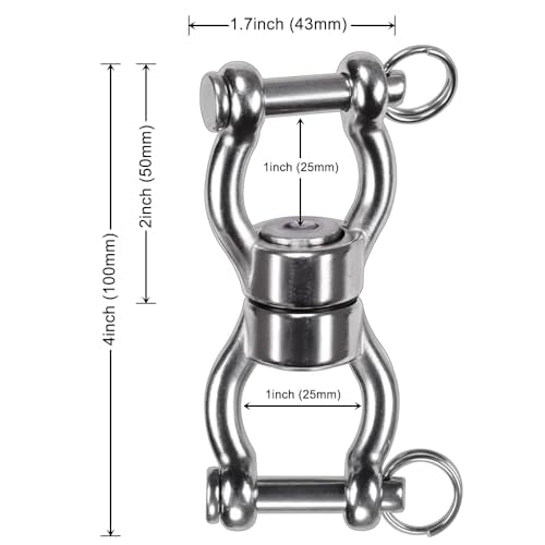 SELEWARE Heavy Duty Bearing Swing Swivel, 360° Rotation Hanging Accessory | Quiet Smooth Rotation, Supports Up to 1200LB, 2 Pack, Removable Buckle for Swings, Hammocks, Tire Swings and Heavy Bags - color: Swivel - Style B, 2 Pack