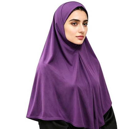Ready To Wear Hijab For Women Instant Turban Stretch Soft Muslim Scarf For Prayer Long Hijabs Islamic Jersey Abaya - color: Purple