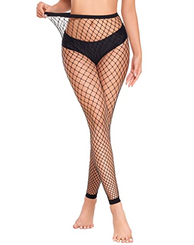 Avidlove Fishnet Stockings for Women Footless High Waist Fishnets Tight | Thigh High Stockings, Open Toe, High Stretch, Comfortable, Gothic Costume, Rave Outfits, for Cosplay, Halloween - color: Black-b2