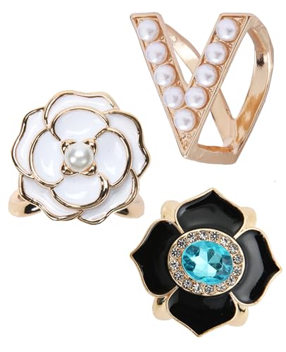 Scarf Rings Buckle And Slides For Women Scarves Pin Tshirt Ties Clip For The Side 3CP - color: V-shaped pearl silk scarf buckle