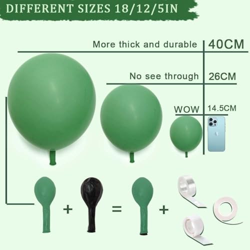 Pastel Green Balloon Garland Kit Different Sizes Double Stuffed Balloons Latex Sage Balloon Jungle Green Arch For Birthday Safari Baby Shower Gender Reveal Bridal Boho Party - color: Doubled Sage Green