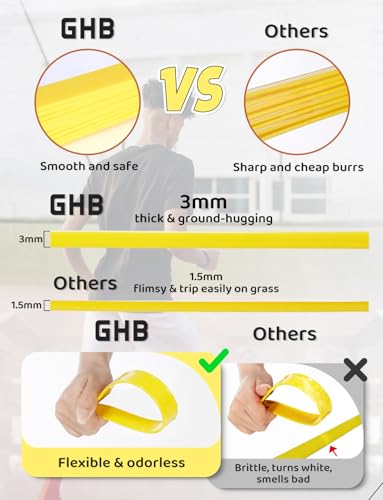 GHB Agility Ladder,Football Training Equipment Set,4 Agility Hurdles, 20 feet12 Rungs Speed Ladder,12 Disc Cones,Resistance Parachute, Jump Rope, 5 Resistance Bands - color: Yellow