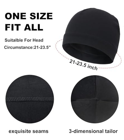 100% Cotton Skull Caps Beanie Bald Sleeping Hats for Men Women - color: 3pieces-black,light Gray,white