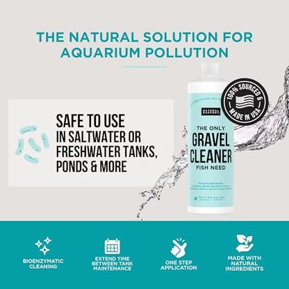 Natural Rapport Aquarium Gravel Cleaner, No-Vacuum Waste Reducer, 16 oz | Beneficial bacteria, no vacuum needed, treats 960 gal - Cleans substrate - For fresh & saltwater tanks - size: 16 Fl Oz (Pack of 1)