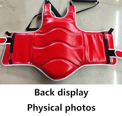 Padded Muay Thai Chest Protector Boxing, Taekwondo MMA Martial Arts Kickboxing Karate Sparring Body Guard Training - color: Red, size: Small