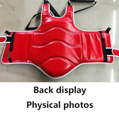 Padded Muay Thai Chest Protector Boxing, Taekwondo MMA Martial Arts Kickboxing Karate Sparring Body Guard Training - color: Red, size: Small