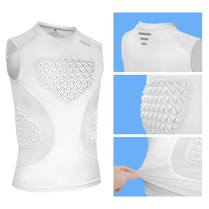 Youth Padded Compression Shirt Baseball Chest Protector Heart Sternum Guard - color: White, size: Large