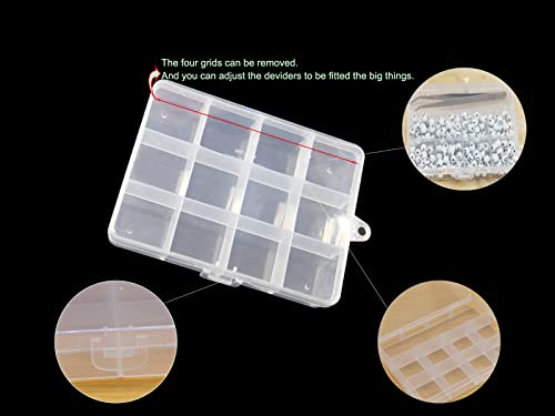 Small Plastic Organizer Box 10 packs12 Grids Clear Storage Container Jewelry Case with Fixed Dividers for Beads Art DIY Crafts Jewelry Fishing Tackles 5.04 * 3.82 * 0.87 inches - size: 10pcs 12 Grids Box